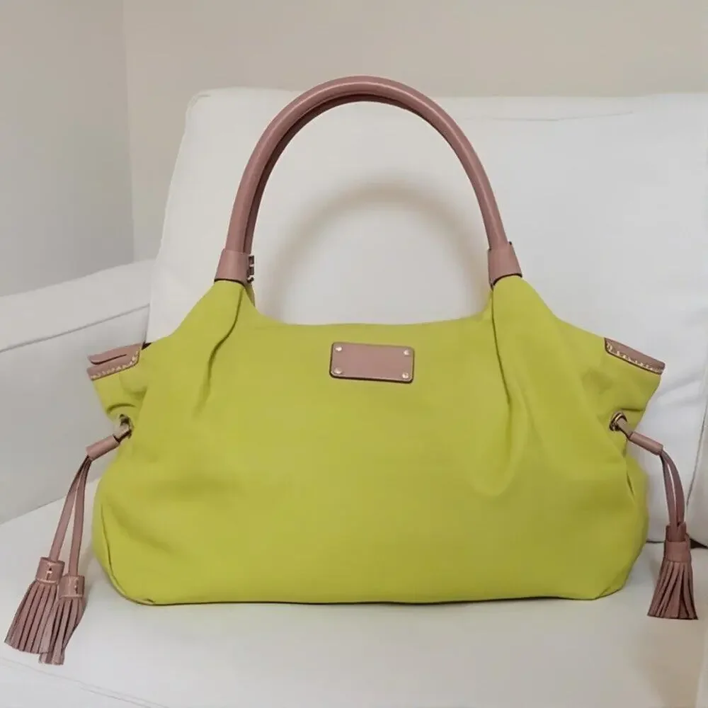 Vtg Kate Spade Stevie Bag Lime Neon Green Nylon Y2K LIKE NEW